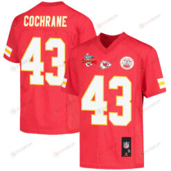 Jack Cochrane 43 Kansas City Chiefs Super Bowl LVII Champions 3 Stars Youth Jersey - Red