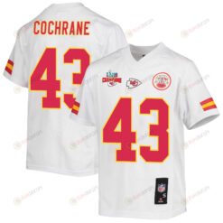 Jack Cochrane 43 Kansas City Chiefs Super Bowl LVII Champions 3 Stars Youth Jersey - White