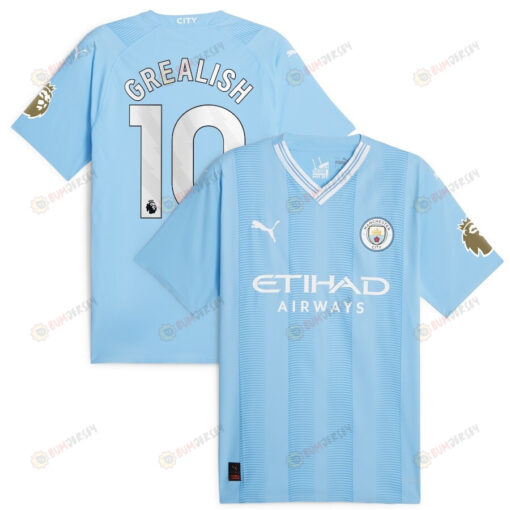 Jack Grealish 10 Manchester City 2022/23 English Premier League Champions Jersey - Sky Blue