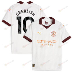 Jack Grealish 10 Manchester City 2023/24 Away YOUTH Jersey - White