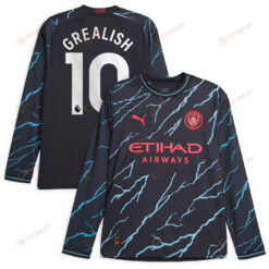Jack Grealish 10 Manchester City 2023/24 Third Long Sleeve Men Jersey - Navy