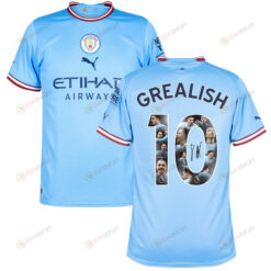 Jack Grealish 10 Manchester City Photos And Sign 2022-23 Home Jersey- Blue
