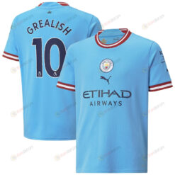 Jack Grealish 10 Manchester City Youth 2022/23 Home Player Jersey - Sky Blue