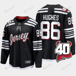 Jack Hughes 86 New Jersey Devils 2022-23 40th Anniversary Alternate Black Jersey