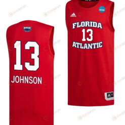 Jack Johnson 13 FAU Owls 2023 March Madness Basketball Men Jersey- Red