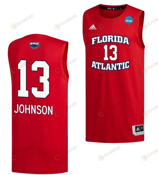 Jack Johnson 13 FAU Owls 2023 March Madness Basketball Men Jersey- Red