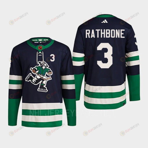 Jack Rathbone 3 Reverse Retro 2.0 2022 Vancouver Canucks Navy Jersey Primegreen