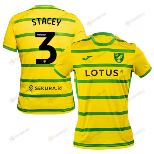 Jack Stacey 3 Norwich City 2023/24 Home Men Jersey - Yellow