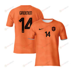 Jackie Groenen 14 Netherlands 2023 Youth Home Jersey - Orange - All Over Printed Jersey