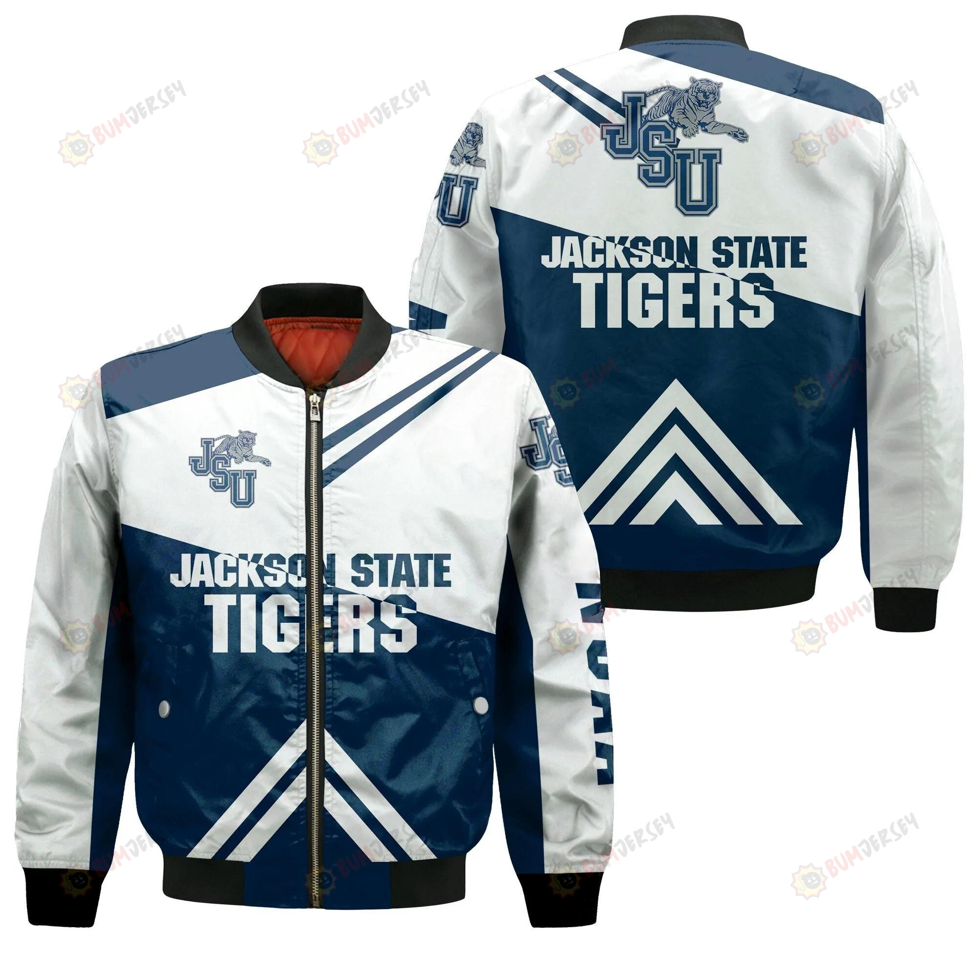 Jackson State Tigers Football Bomber Jacket 3D Printed - Stripes Cross Shoulders