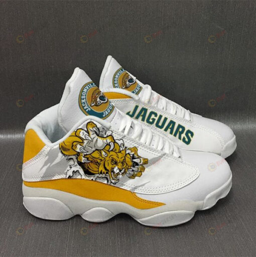 Jacksonville Jaguars Air Jordan 13 Sneaker Shoes In White Yellow