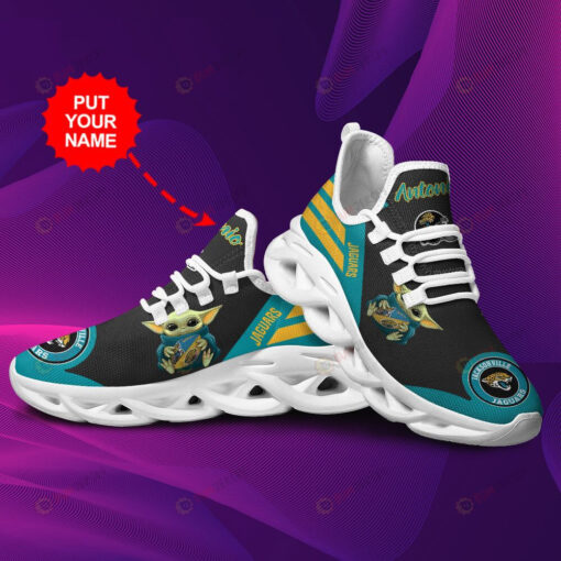 Jacksonville Jaguars Baby Yoda Pattern Custom Name 3D Max Soul Sneaker Shoes