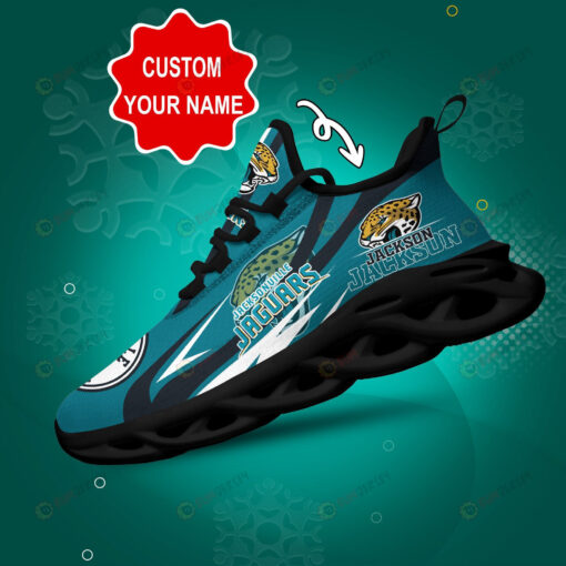 Jacksonville Jaguars Custom Name 3D Max Soul Sneaker Shoes In Teal