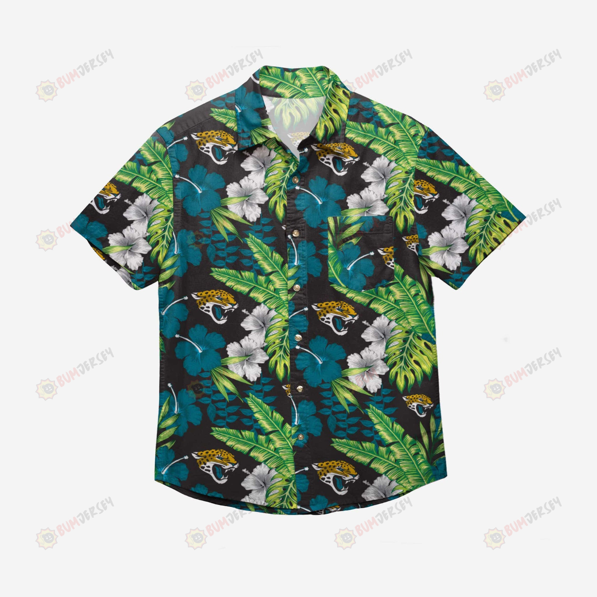 Jacksonville Jaguars Floral Button Up Hawaiian Shirt