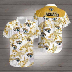 Jacksonville Jaguars Hibiscus Curved Hawaiian Shirt In Yellow White