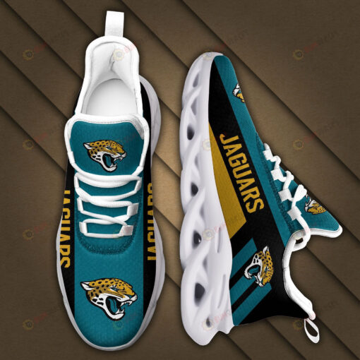 Jacksonville Jaguars Logo Black Yellow Stripe Pattern 3D Max Soul Sneaker Shoes In Teal