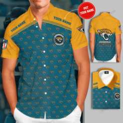 Jacksonville Jaguars Logo Custom Name Curved Hawaiian Shirt