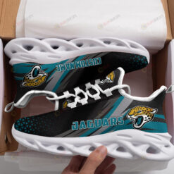 Jacksonville Jaguars Logo Custom Name Pattern 3D Max Soul Sneaker Shoes In Black