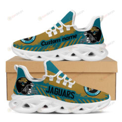 Jacksonville Jaguars Logo Custom Name Pattern 3D Max Soul Sneaker Shoes In Yellow And Turquoise