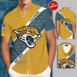 Jacksonville Jaguars Logo Custom Name Yellow Curved Hawaiian Shirt