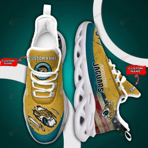 Jacksonville Jaguars Logo Flag Pattern Custom Name 3D Max Soul Sneaker Shoes