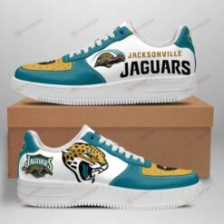 Jacksonville Jaguars Logo In White/Green Air Force 1 Shoes Sneaker