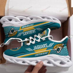 Jacksonville Jaguars Logo Pattern Custom Name 3D Max Soul Sneaker Shoes In Turquoise