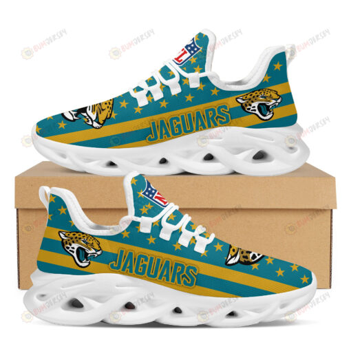 Jacksonville Jaguars Logo Stripe And Stars Pattern 3D Max Soul Sneaker Shoes