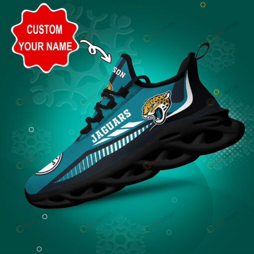 Jacksonville Jaguars Logo Stripe Line Pattern Custom Name 3D Max Soul Sneaker Shoes