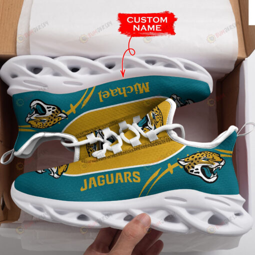 Jacksonville Jaguars Logo With Cheetah Pattern Custom Name 3D Max Soul Sneaker Shoes