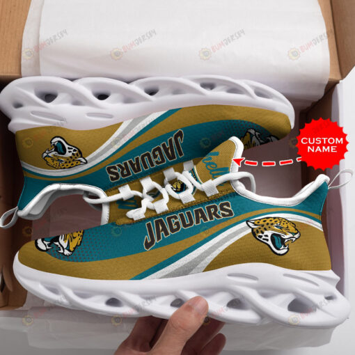 Jacksonville Jaguars Logo With Stripe Pattern Custom Name 3D Max Soul Sneaker Shoes