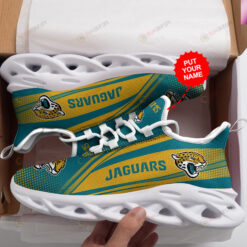 Jacksonville Jaguars Logo With Stripe Pattern Custom Name 3D Max Soul Sneaker Shoes In Turquoise
