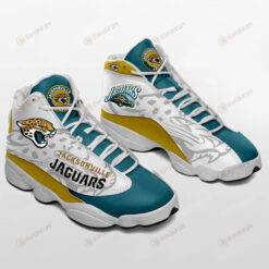 Jacksonville Jaguars Pattern Air Jordan 13 Shoes Sneakers In Turquoise And Yellow