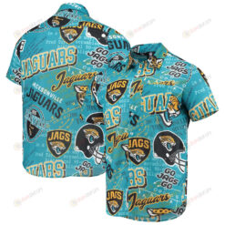 Jacksonville Jaguars Teal Thematic Button-Up Hawaiian Shirt