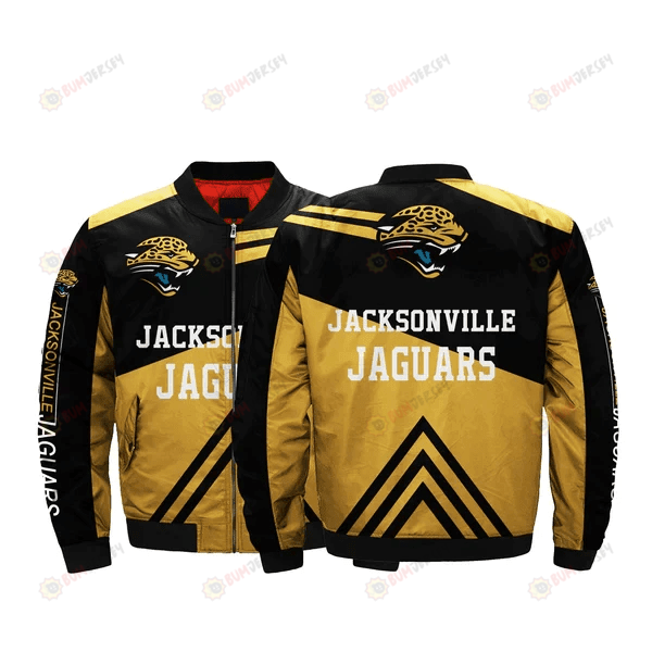 Jacksonville Jaguars Team Logo Pattern Bomber Jacket - Black And Yellow