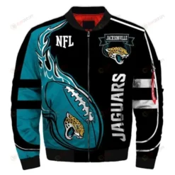 Jacksonville Jaguars Wings Skull Pattern Bomber Jacket - Black And Teal Color