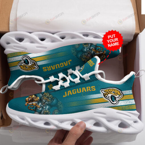 Jacksonville Jaguarsogo Logo With Player Pattern Custom Name 3D Max Soul Sneaker Shoes