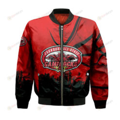 Jacksonville State Gamecocks Bomber Jacket 3D Printed Basketball Net Grunge Pattern