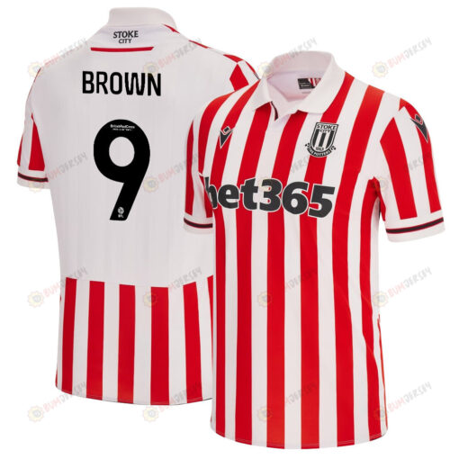 Jacob Brown 9 Stoke City FC 2023/24 Home Men Jersey - White Red