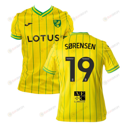 Jacob S?rensen 19 Norwich City 2022-23 Home Jersey - Yellow