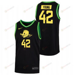 Jacob Young 42 Black Oregon Ducks 2022 College Basketball Duck Face Jersey