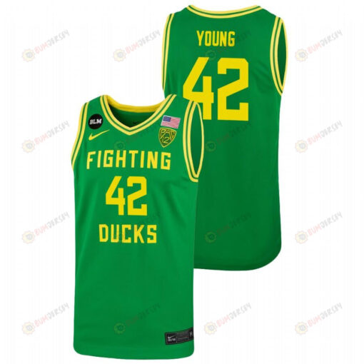 Jacob Young 42 Oregon Ducks Throwback Jersey 2022 College Basketball Green