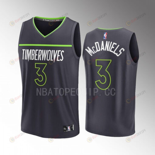 Jaden McDaniels Timberwolves 3 Anthracite Men Jersey Fast Break Fast Break Player 2022-23 Statement Edition