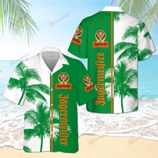 Jagermeister Green Palm Tree 3D Printed Hawaiian Shirt