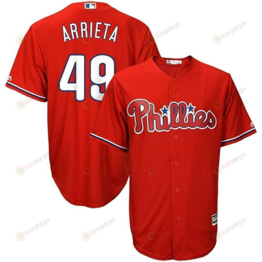 Jake Arrieta Philadelphia Phillies Fashion Official Cool Base Player Jersey - Scarlet