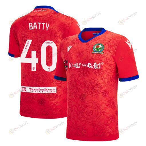 Jake Batty 40 Blackburn Rovers 2022-23 Third Jersey - Red