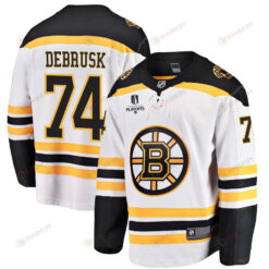 Jake DeBrusk 74 Boston Bruins Stanley Cup 2023 Playoffs Patch Away Breakaway Men Jersey - White