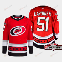 Jake Gardiner 51 Carolina Hurricanes Red Jersey 2022-23 Third 25th Anniversary