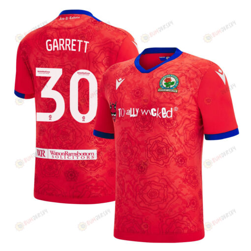 Jake Garrett 30 Blackburn Rovers 2022-23 Third Jersey - Red