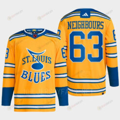 Jake Neighbours 63 Reverse Retro 2.0 2022 St. Louis Blues Yellow Jersey Primegreen